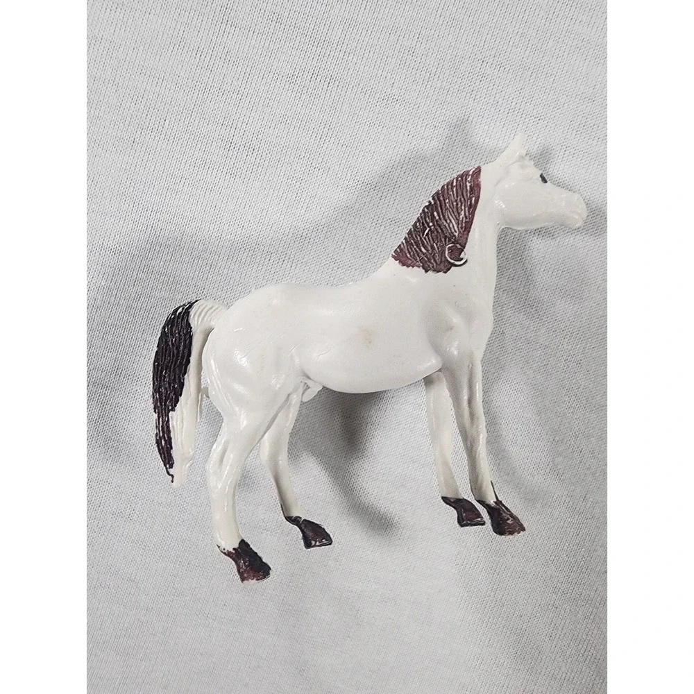 Vintage Horse Figurines Solid Molded Plastic Black White Brown Animal Toy Lot